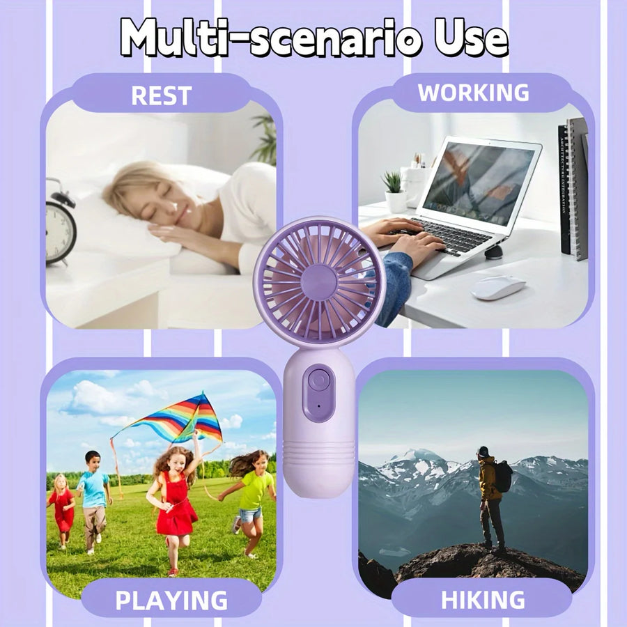 USB Mini Rechargeable Portable Fan with 3 Speeds, Handheld Fan for Gift Choice, Perfect for Office, Outdoor, Travel, Camping
