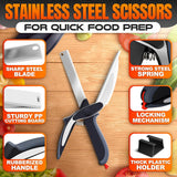 2 in 1 Cutting Board Scissors for Food - 9.6" Detachable Cheese Scissors with Cutting Board and Stainless Steel Blade - Easy-To-Use Veggie Cutter, Suitable for Fruits and Vegetables at Dad'S Party