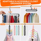 Closet Organizers and Storage,College Dorm Room Essentials,Pack of 6 Multifunctional Organizer Magic Space Saving Hangers with 9 Holes Storage Organization for Wardrobe Closet